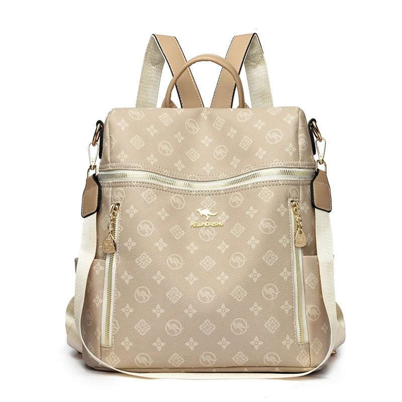 sac a dos femme Brun avec des reflets jaunes Blanc de riz