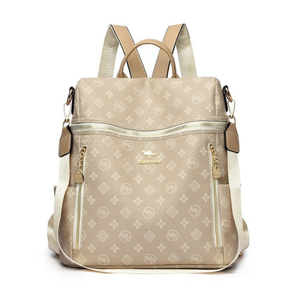 sac a dos femme Brun avec des reflets jaunes Blanc de riz