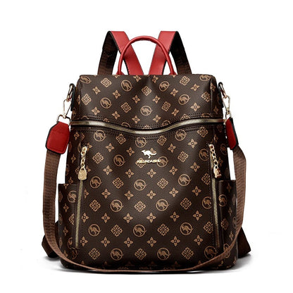 sac a dos femme Brun avec des reflets jaunes Brun avec du rouge