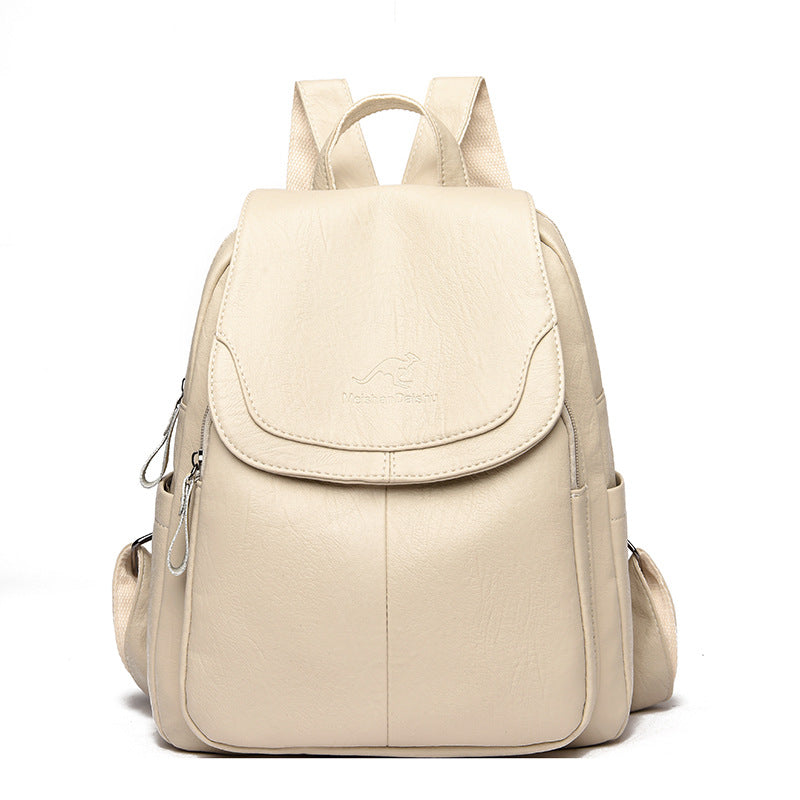sac a dos femme beige blanc