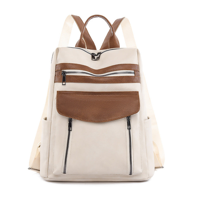 sac a dos femme blanc creme de face
