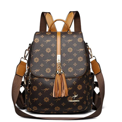 sac a dos femme brun avec jaune