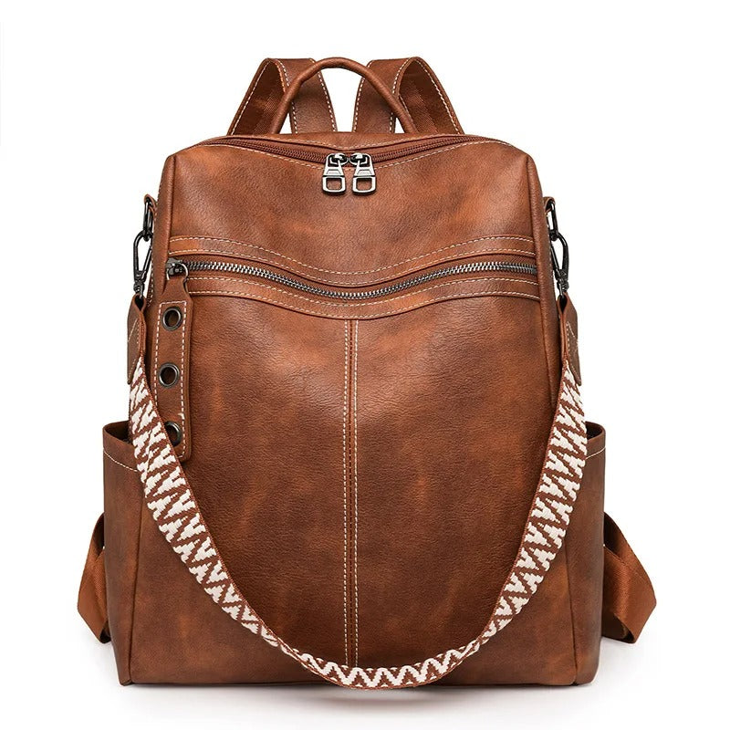 sac a dos femme brun bicolore rigueux