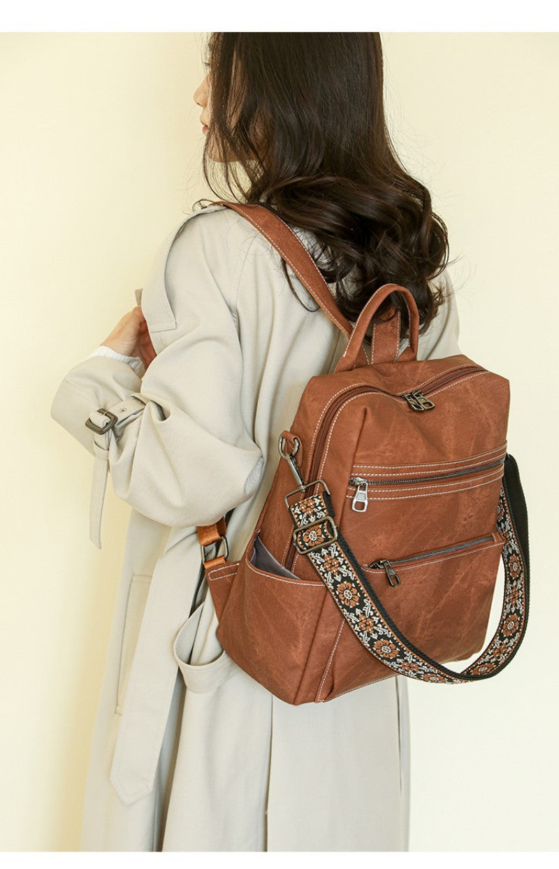 sac a dos femme porte brun