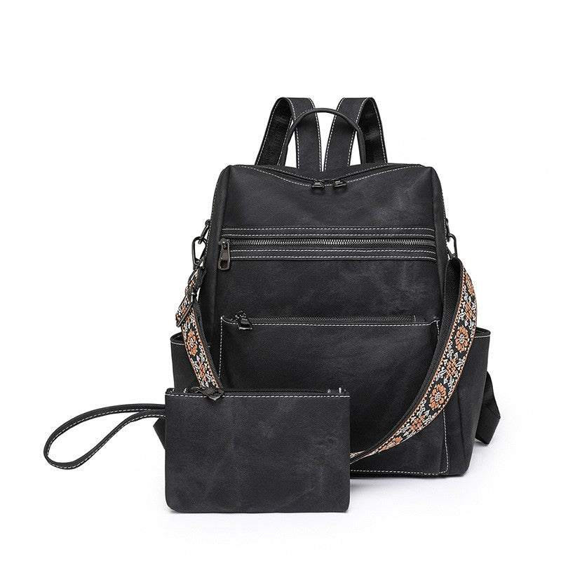 sac a dos femme et pochette noir