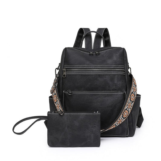 sac a dos femme et pochette noir