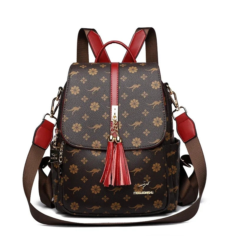sac a dos femme jaune jumelé rouge
