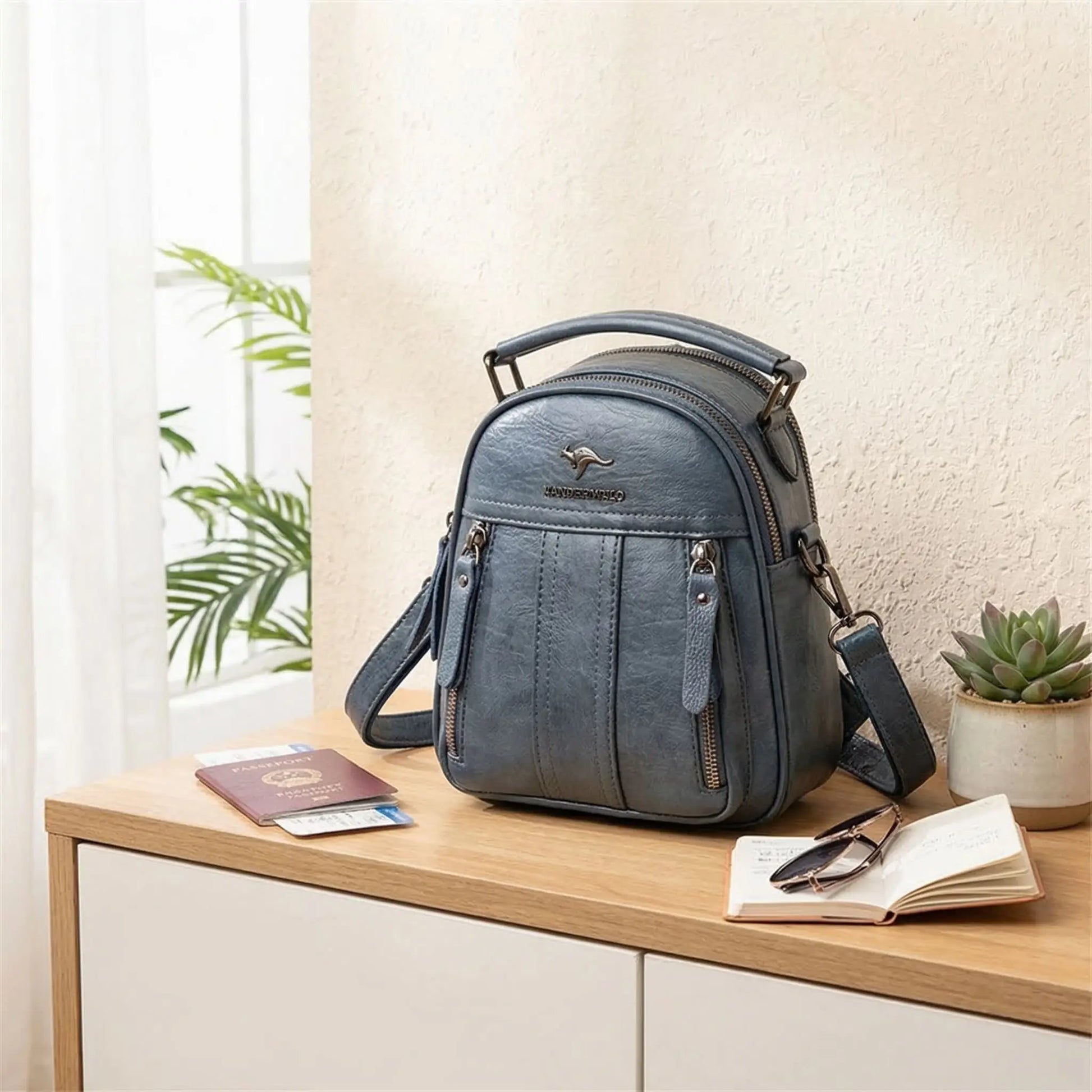 sac a dos femme sur meuble