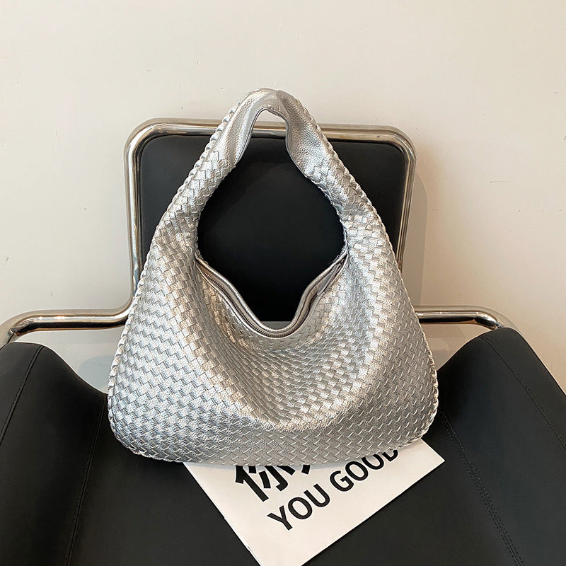 sac bandoulière femme cuir tissé argent