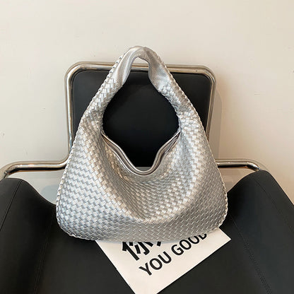 sac bandoulière femme cuir tissé argent