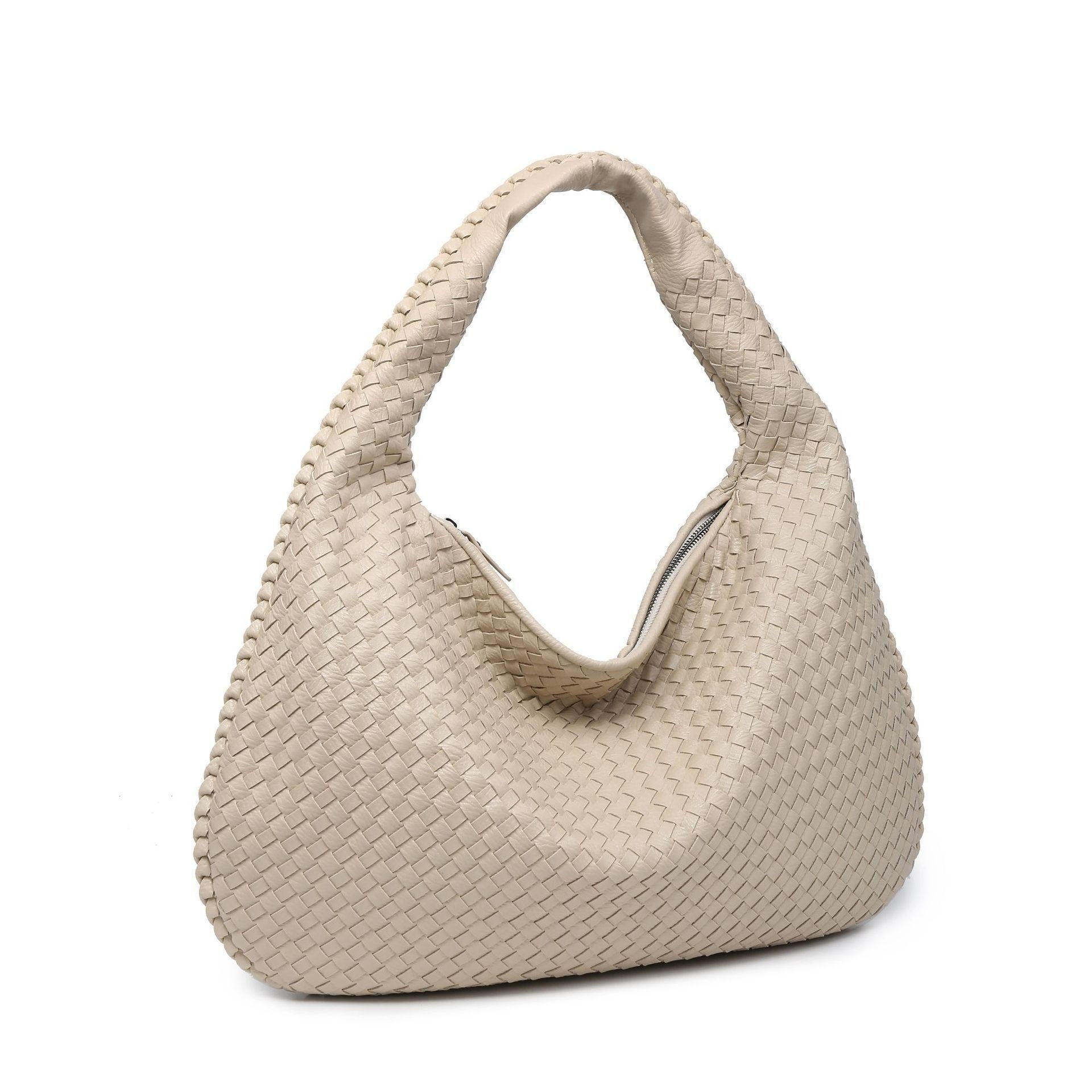 sac bandoulière femme cuir tissé blanc beige
