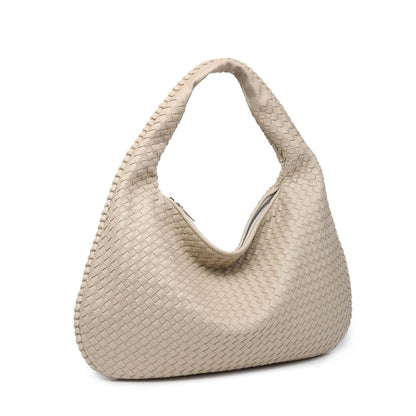 sac bandoulière femme cuir tissé blanc beige