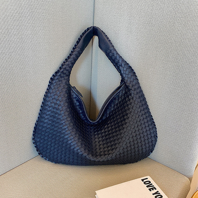 sac bandoulire femme cuir tissé bleu marine
