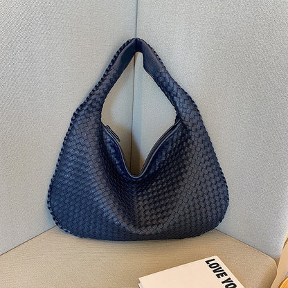 sac bandoulire femme cuir tissé bleu marine