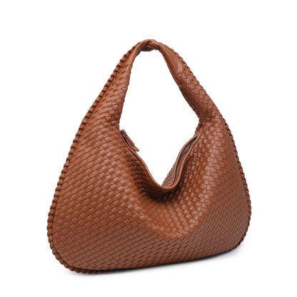 sac bandoulière femme cuir tissé brun 