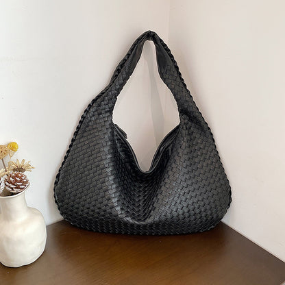 sac bandoulière femme cuir tissé noir