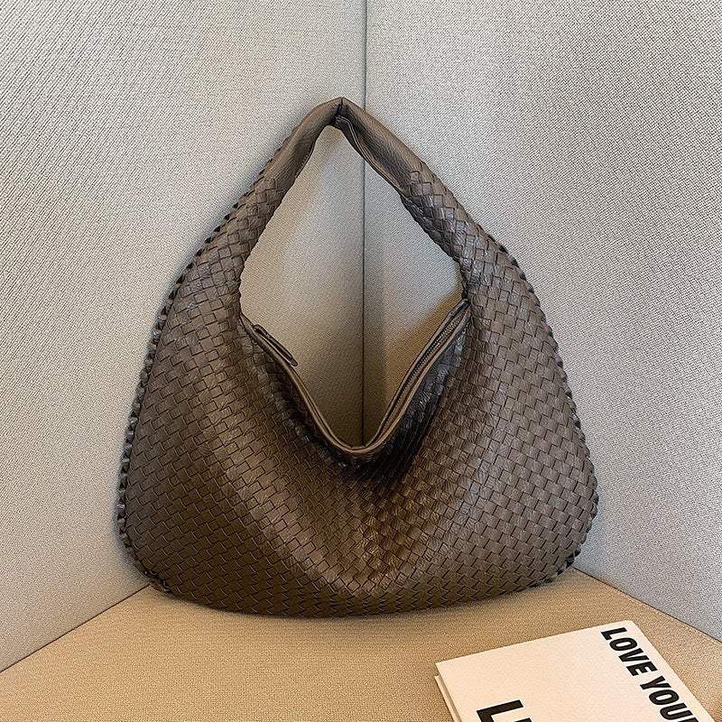 sac bandoulière femme cuir tissé gris