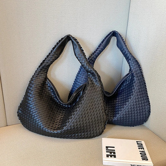 sac bandoulière femme cuir tisse noir  marine