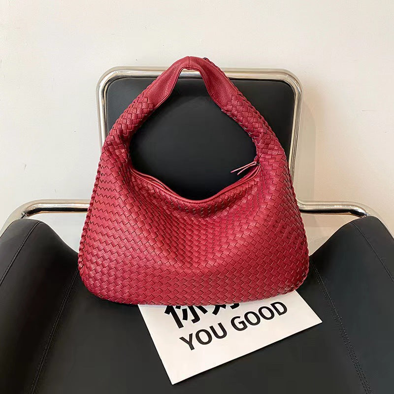 sac bandoulière femme cuir tissé rouge