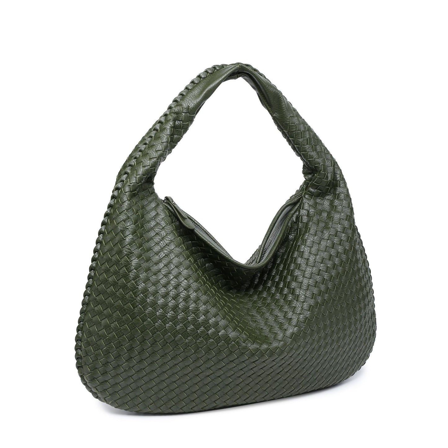 sac bandoulière femme cuir tissé vert militaire