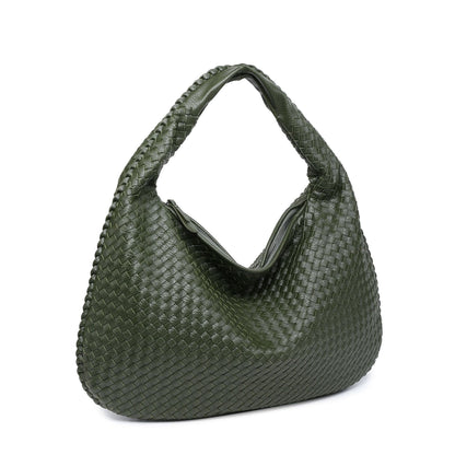 sac bandoulière femme cuir tissé vert militaire
