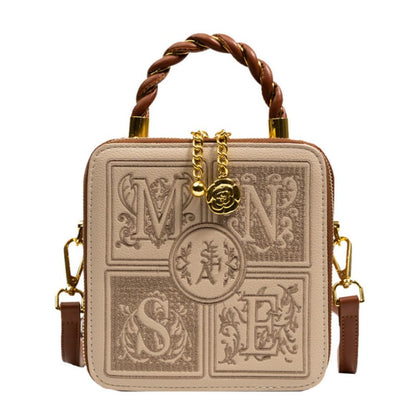 sac bandoulière femme rétro brodé brun léger